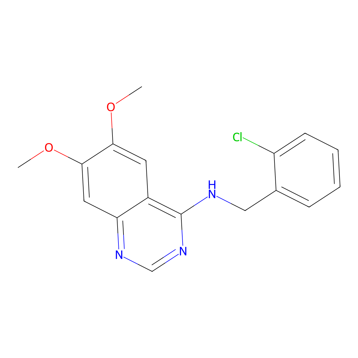 N-(2-chlorobenzyl)-6,7-dimethoxy-4-quinazolinamine molecular structure, CAS 477860-01-8