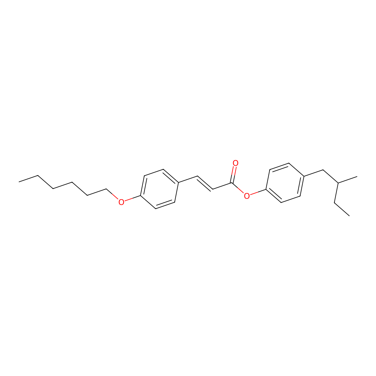 4-(2-methylbutyl)phenyl (E)-3-[4-(hexyloxy)phenyl]-2-propenoate molecular structure, CAS 477860-02-9