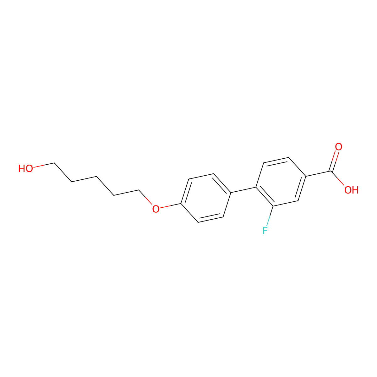 2-Fluoro-4'-[(5-hydroxypentyl)oxy][1,1'-biphenyl]-4-carboxylic acid molecular structure, CAS 477860-06-3