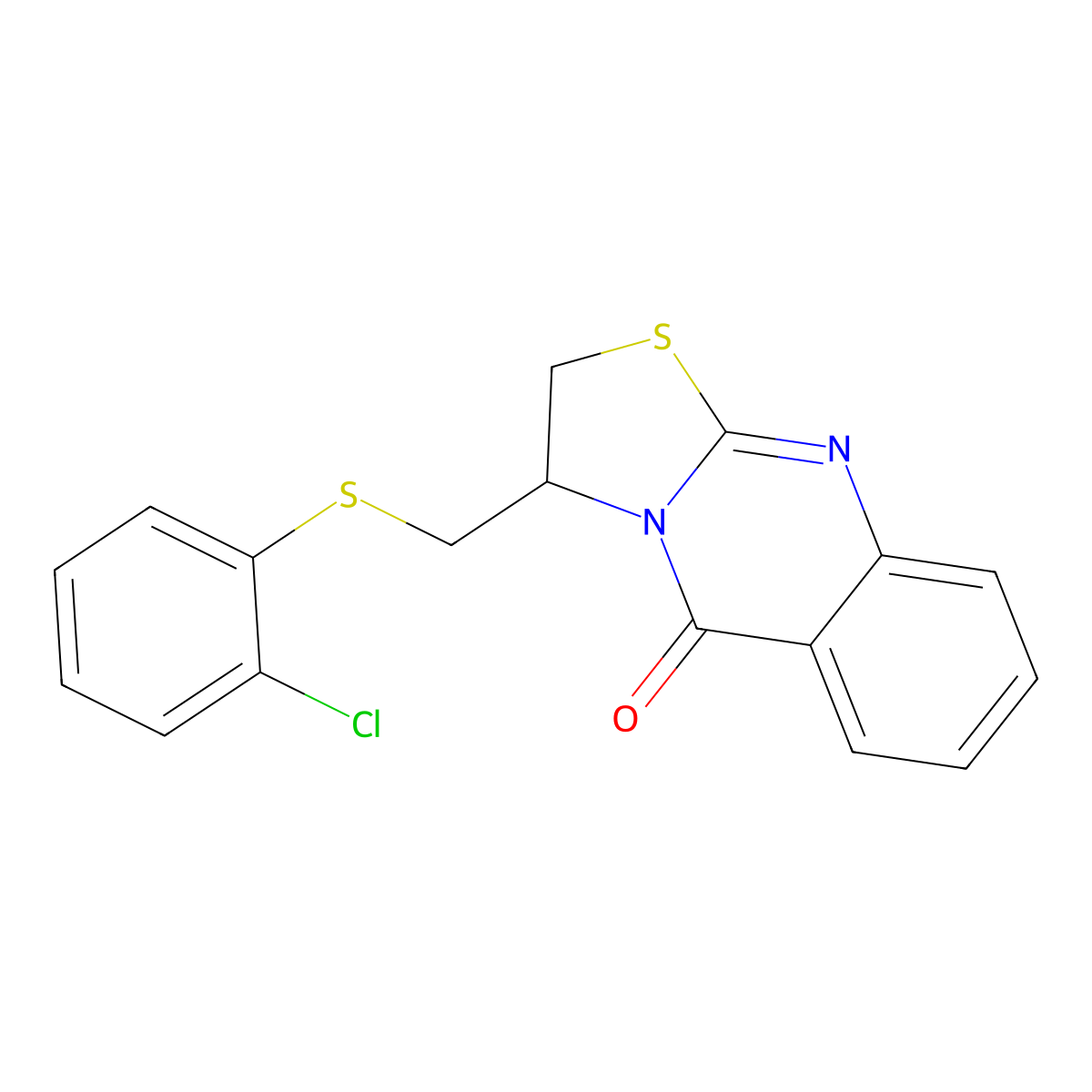 3-{[(2-chlorophenyl)sulfanyl]methyl}-2,3-dihydro-5H-[1,3]thiazolo[2,3-b]quinazolin-5-one molecular structure, CAS 477860-19-8