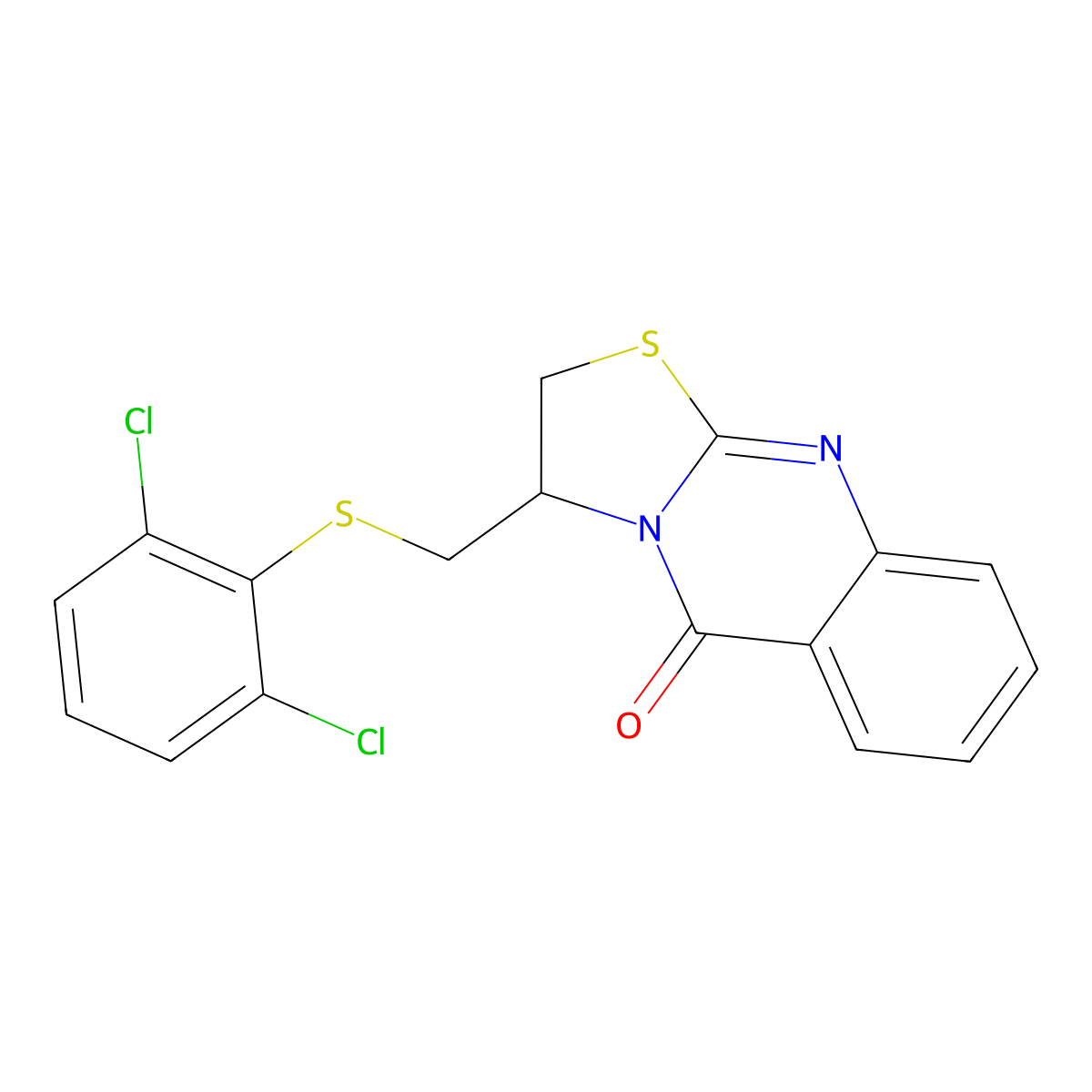 3-{[(2,6-dichlorophenyl)sulfanyl]methyl}-2,3-dihydro-5H-[1,3]thiazolo[2,3-b]quinazolin-5-one molecular structure, CAS 477860-21-2