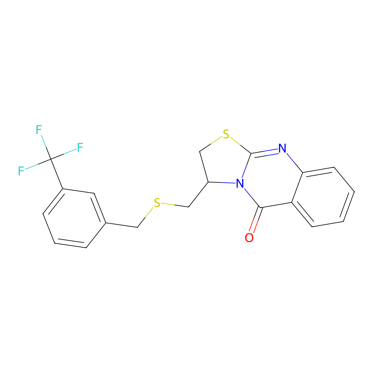 3-({[3-(trifluoromethyl)benzyl]sulfanyl}methyl)-2,3-dihydro-5H-[1,3]thiazolo[2,3-b]quinazolin-5-one molecular structure, CAS 477860-29-0