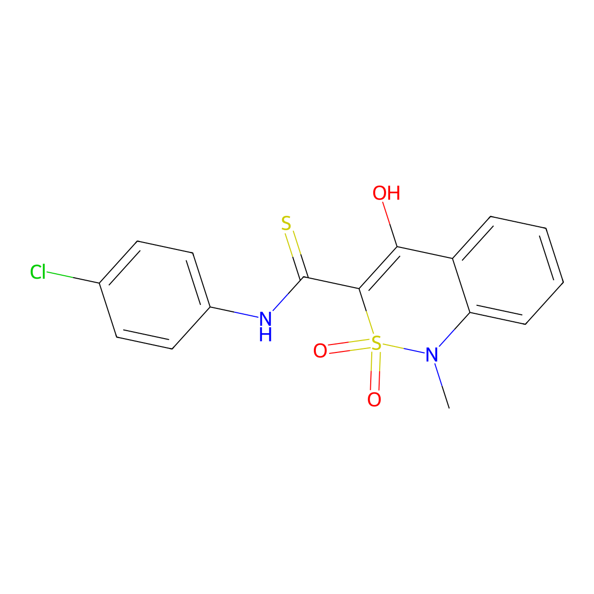 N-(4-chlorophenyl)-4-hydroxy-1-methyl-2,2-dioxo-1,2-dihydro-2lambda~6~,1-benzothiazine-3-carbothioamide molecular structure, CAS 477860-30-3