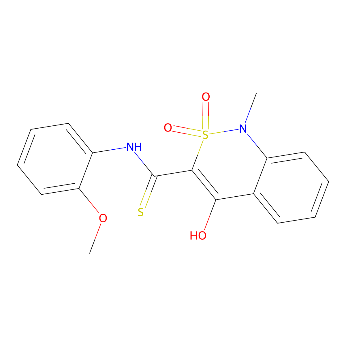 4-hydroxy-N-(2-methoxyphenyl)-1-methyl-2,2-dioxo-1,2-dihydro-2lambda~6~,1-benzothiazine-3-carbothioamide molecular structure, CAS 477860-31-4