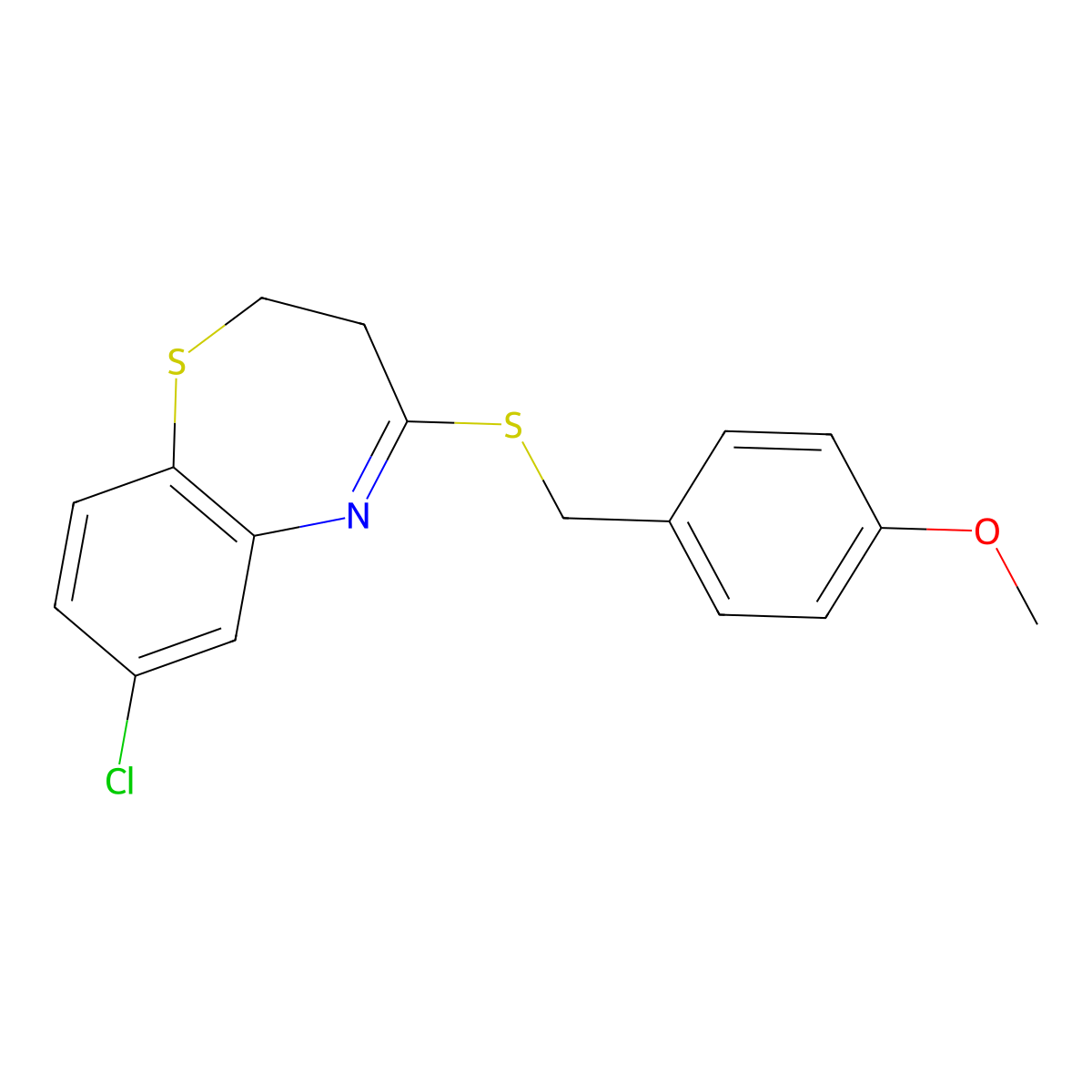 4-{[(7-Chloro-2,3-dihydro-1,5-benzothiazepin-4-yl)sulfanyl]methyl}phenyl methyl ether molecular structure, CAS 477860-35-8