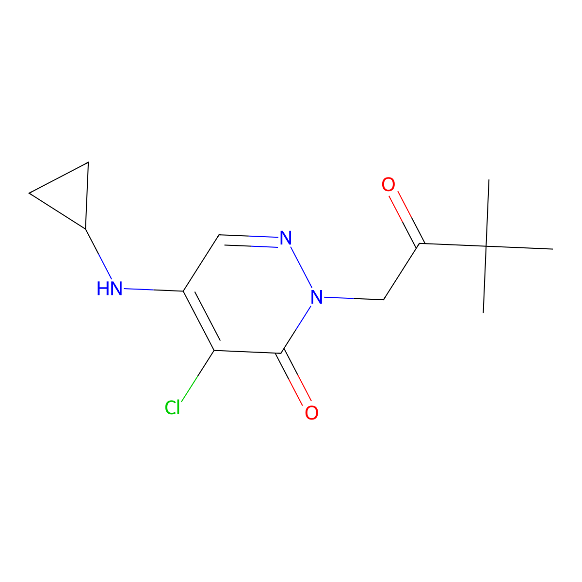 4-chloro-5-(cyclopropylamino)-2-(3,3-dimethyl-2-oxobutyl)-3(2H)-pyridazinone molecular structure, CAS 477860-40-5