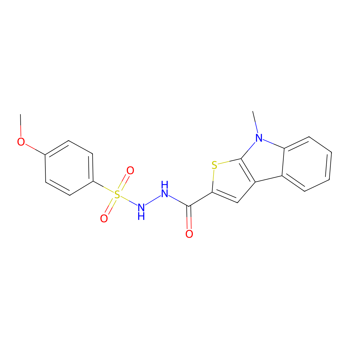 4-methoxy-N'-[(8-methyl-8H-thieno[2,3-b]indol-2-yl)carbonyl]benzenesulfonohydrazide molecular structure, CAS 477860-42-7