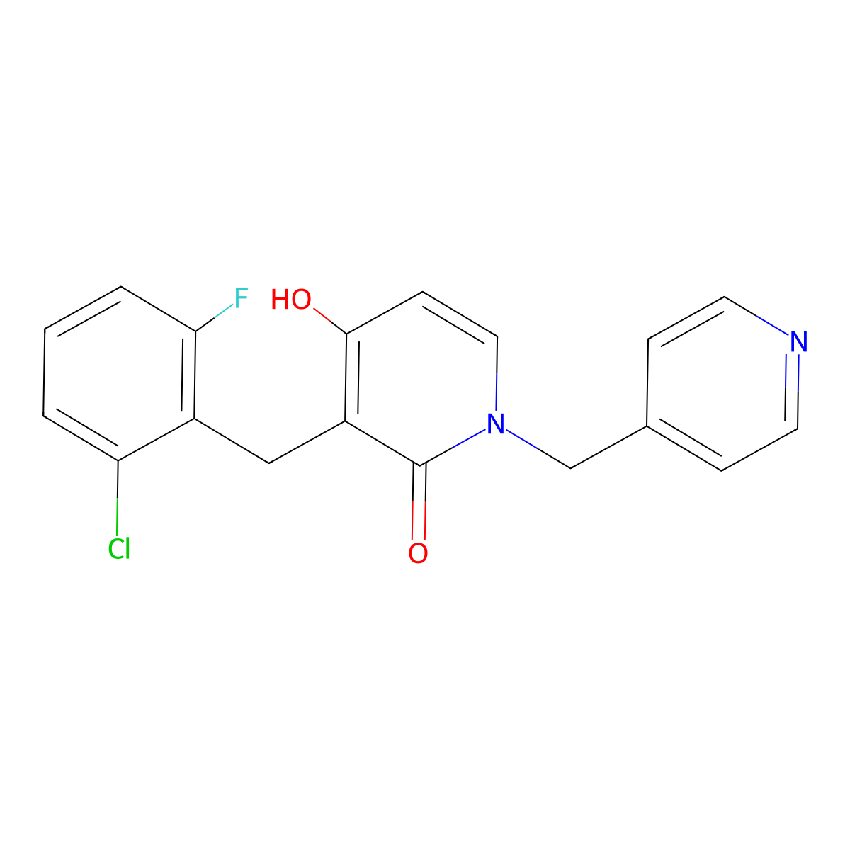 3-(2-chloro-6-fluorobenzyl)-4-hydroxy-1-(4-pyridinylmethyl)-2(1H)-pyridinone molecular structure, CAS 477860-55-2