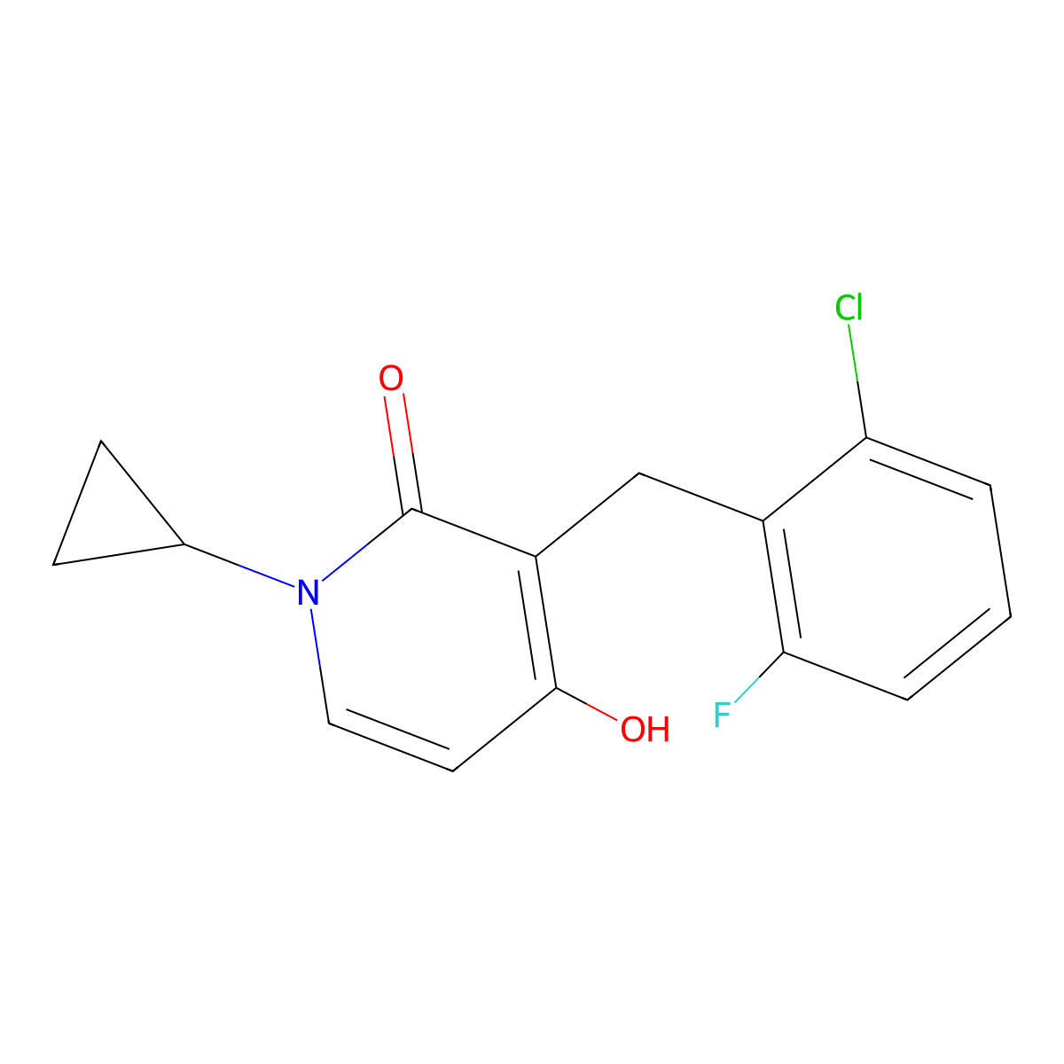 3-(2-chloro-6-fluorobenzyl)-1-cyclopropyl-4-hydroxy-2(1H)-pyridinone molecular structure, CAS 477860-60-9