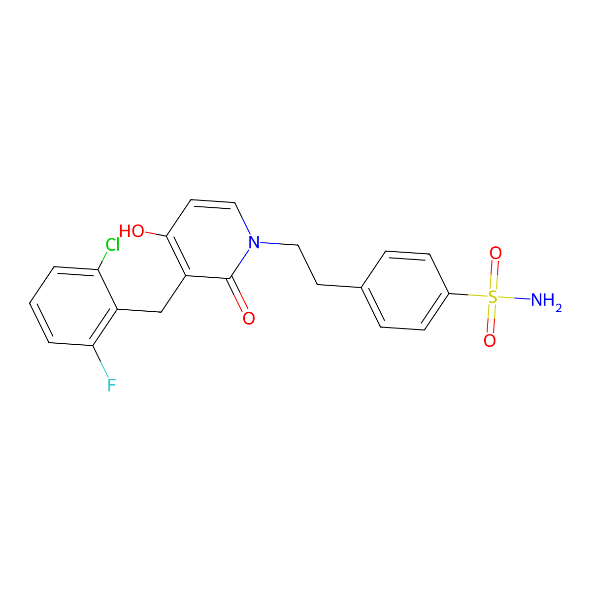 4-{2-[3-(2-chloro-6-fluorobenzyl)-4-hydroxy-2-oxo-1(2H)-pyridinyl]ethyl}benzenesulfonamide molecular structure, CAS 477860-61-0