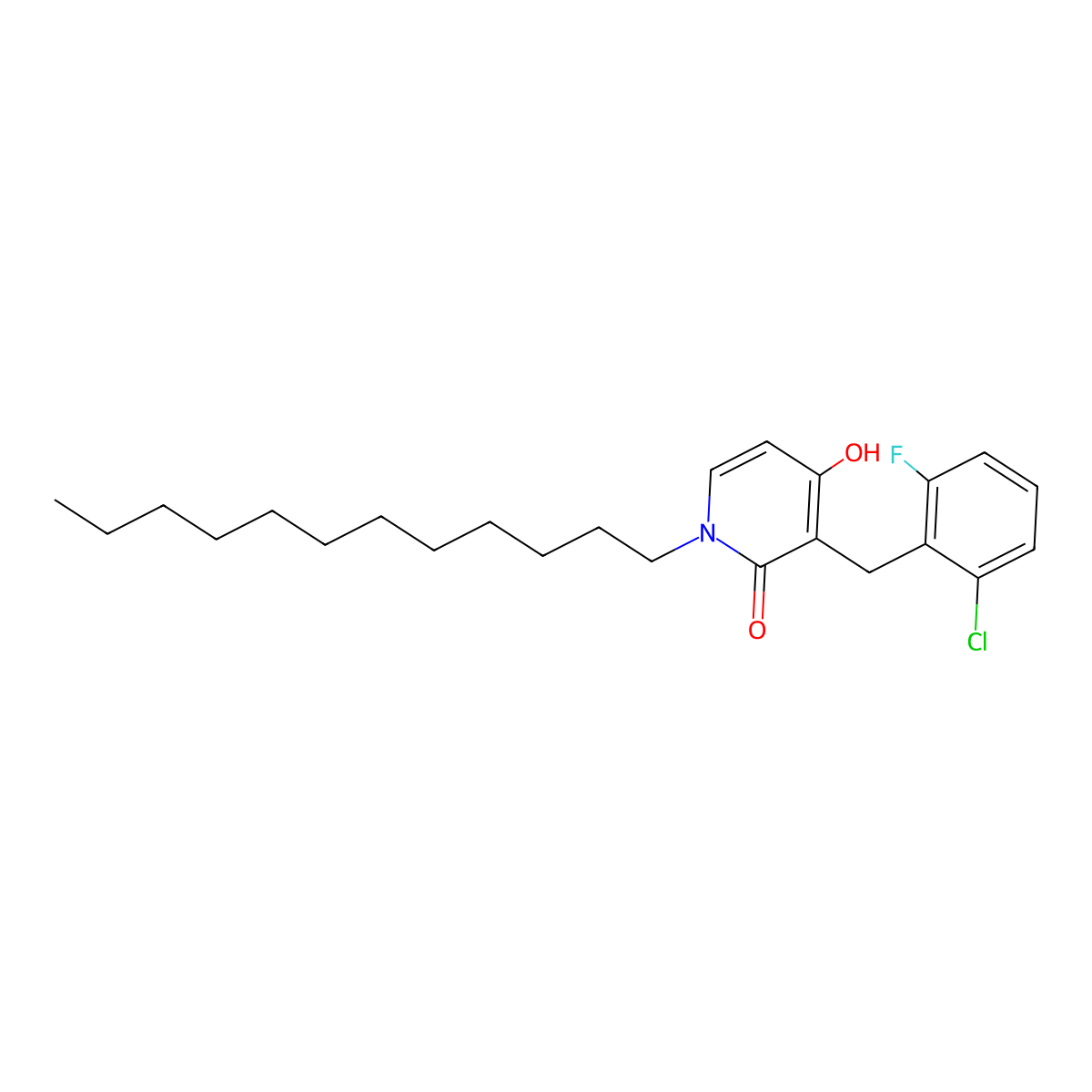 3-(2-chloro-6-fluorobenzyl)-1-dodecyl-4-hydroxy-2(1H)-pyridinone molecular structure, CAS 477860-64-3