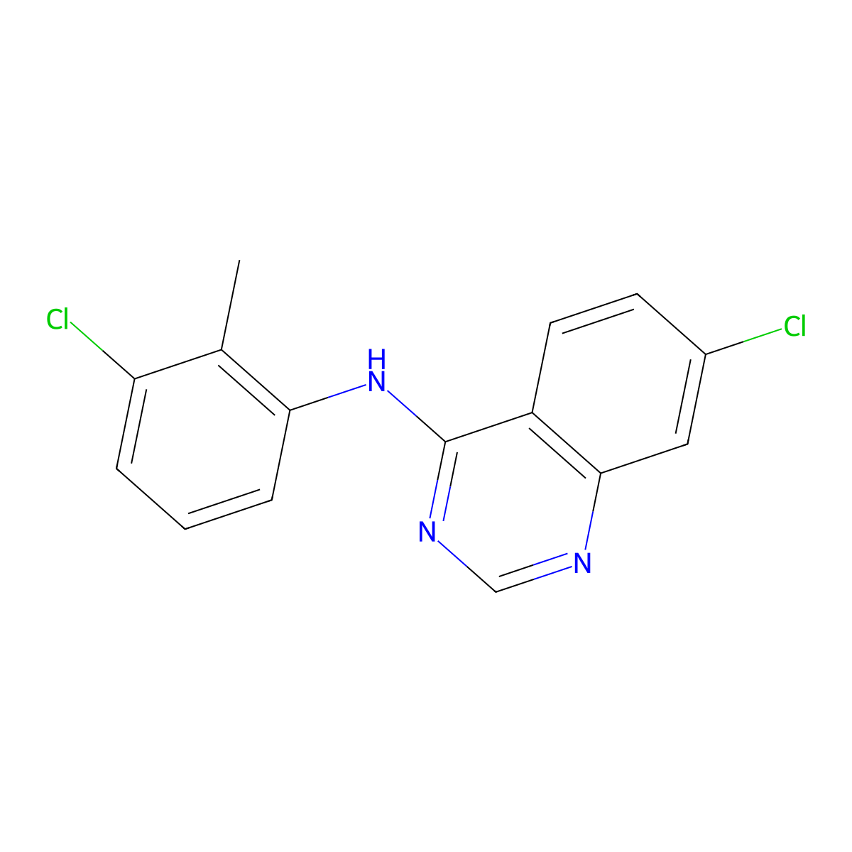 7-chloro-N-(3-chloro-2-methylphenyl)quinazolin-4-amine molecular structure, CAS 477860-66-5