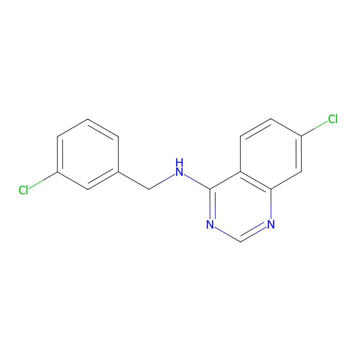 7-chloro-N-[(3-chlorophenyl)methyl]quinazolin-4-amine molecular structure, CAS 477861-81-7