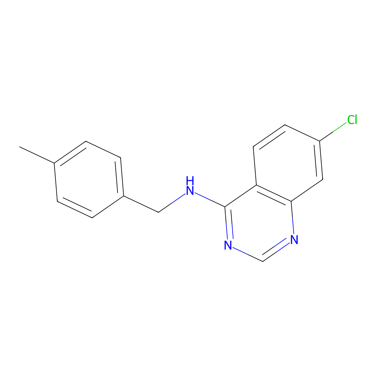 7-chloro-N-[(4-methylphenyl)methyl]quinazolin-4-amine molecular structure, CAS 477861-84-0