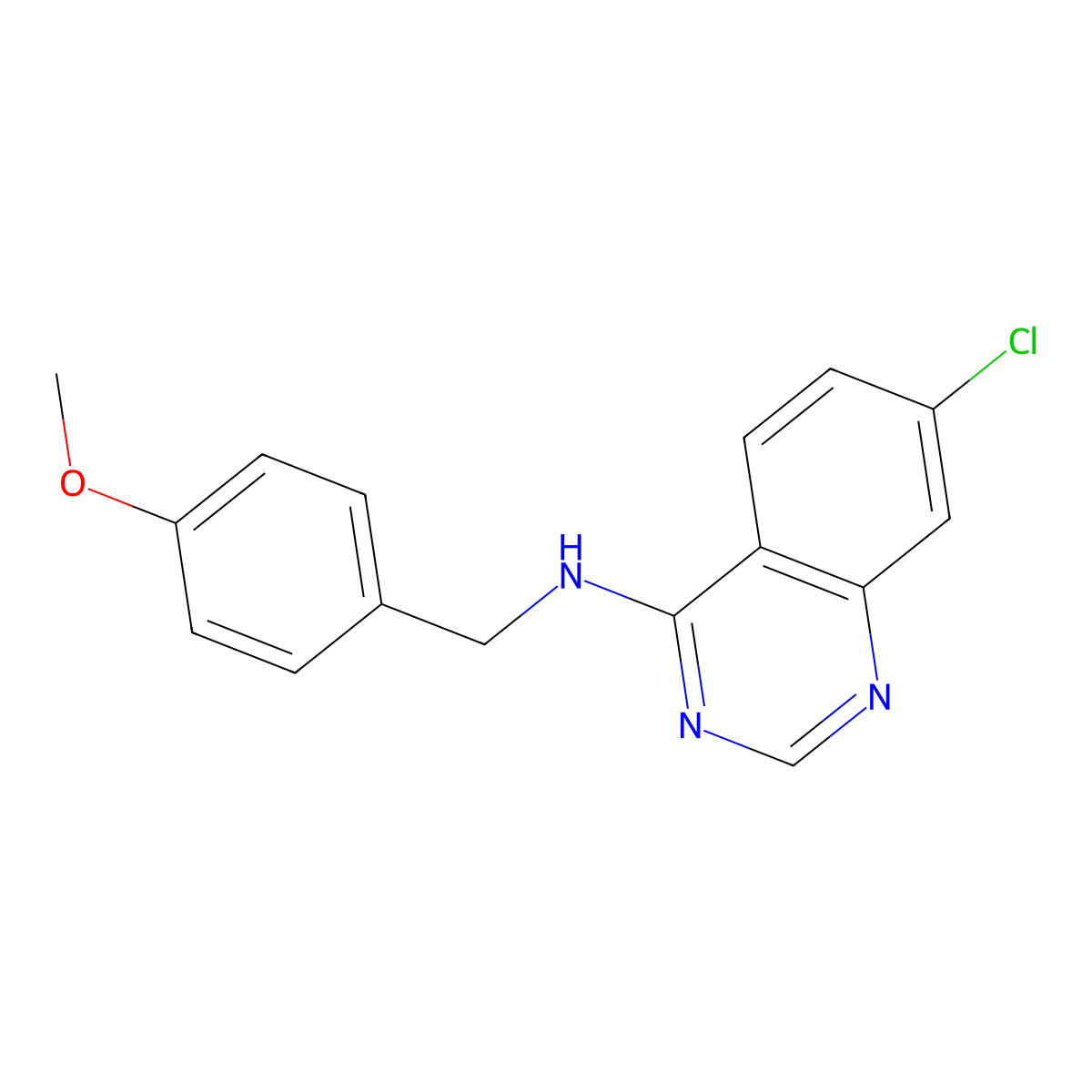 7-chloro-N-[(4-methoxyphenyl)methyl]quinazolin-4-amine molecular structure, CAS 477861-85-1