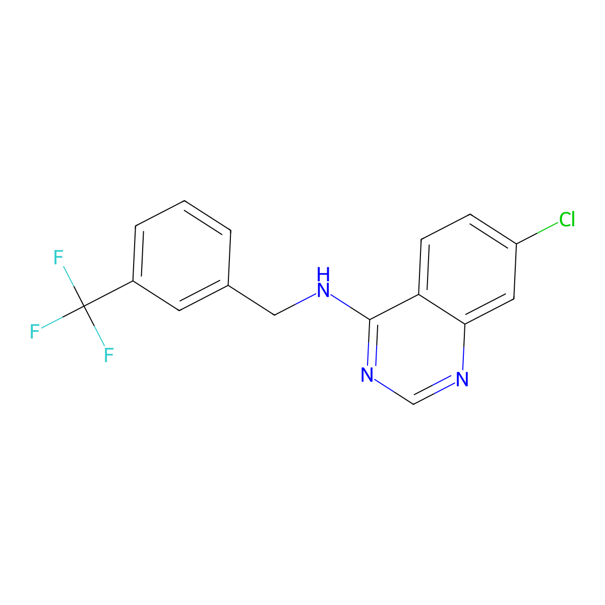 7-chloro-N-[3-(trifluoromethyl)benzyl]-4-quinazolinamine molecular structure, CAS 477861-91-9