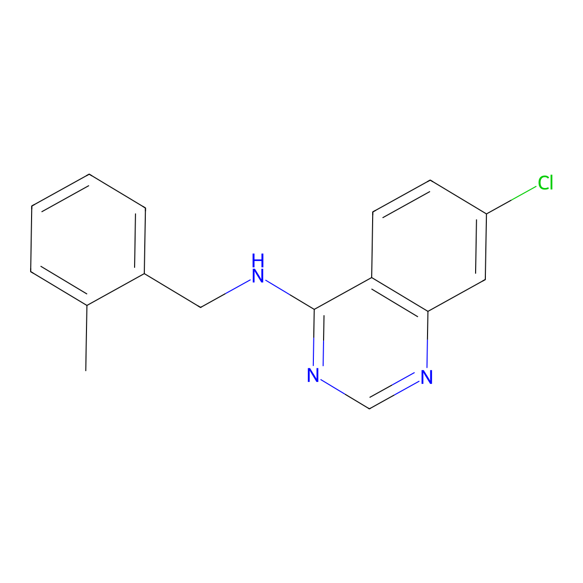 7-chloro-N-[(2-methylphenyl)methyl]quinazolin-4-amine molecular structure, CAS 477861-95-3