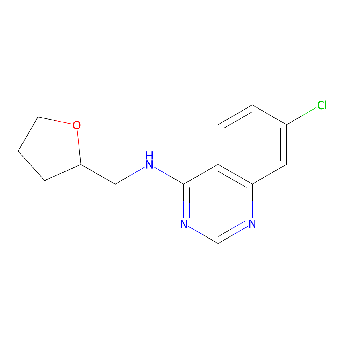 7-chloro-N-(tetrahydro-2-furanylmethyl)-4-quinazolinamine molecular structure, CAS 477861-96-4