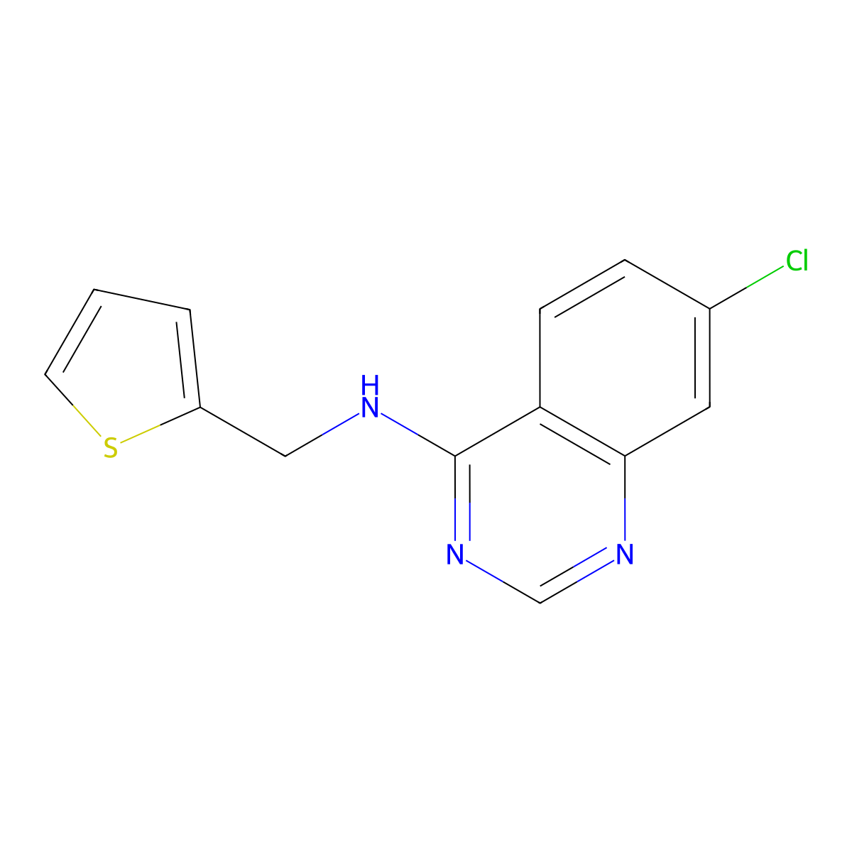 7-chloro-N-(2-thienylmethyl)-4-quinazolinamine molecular structure, CAS 477861-99-7