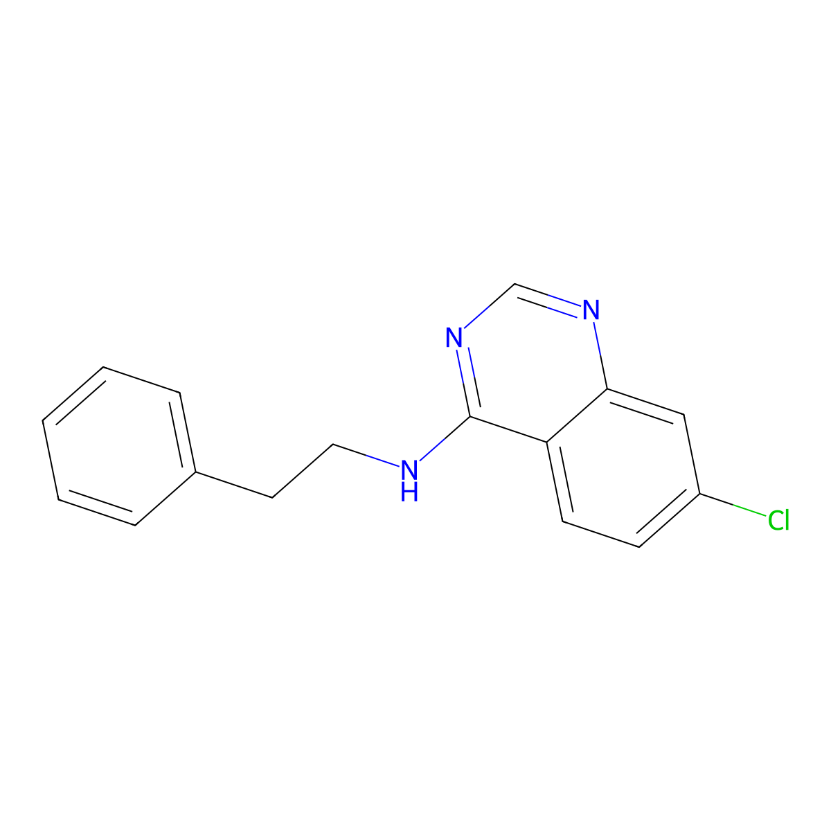 7-chloro-N-phenethyl-4-quinazolinamine molecular structure, CAS 477862-00-3