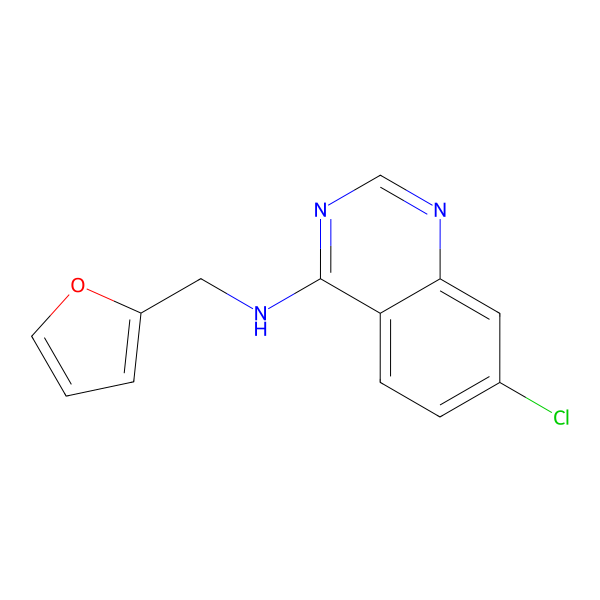 N-(7-chloro-4-quinazolinyl)-N-(2-furylmethyl)amine molecular structure, CAS 477862-01-4