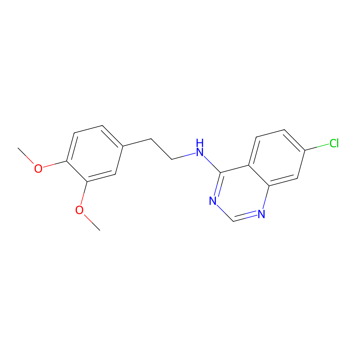 7-chloro-N-[2-(3,4-dimethoxyphenyl)ethyl]quinazolin-4-amine molecular structure, CAS 477862-03-6