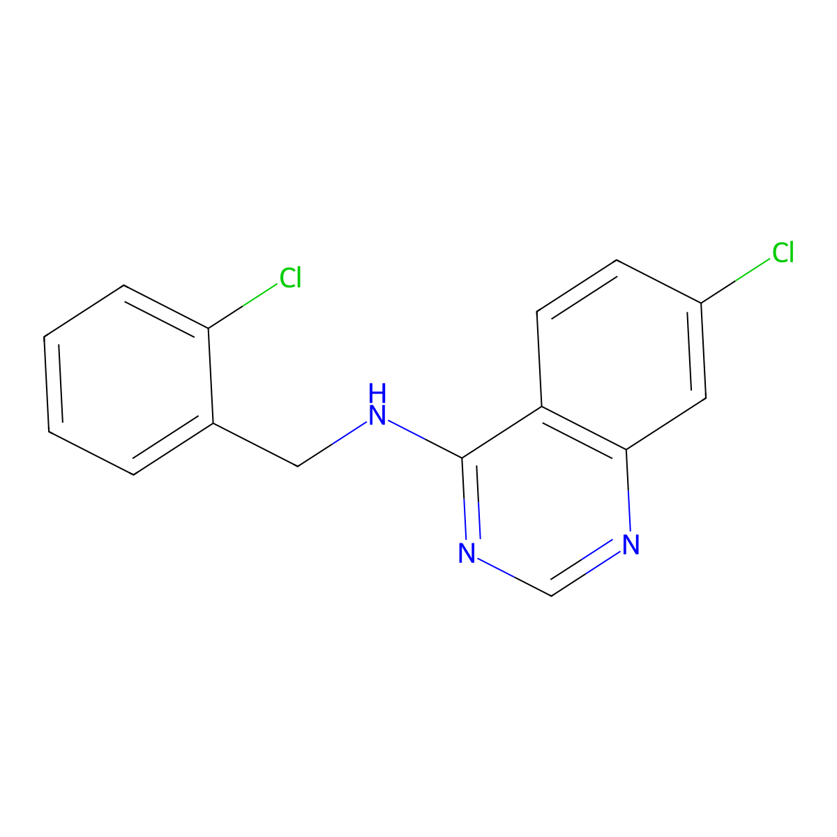 7-chloro-N-[(2-chlorophenyl)methyl]quinazolin-4-amine molecular structure, CAS 477862-04-7