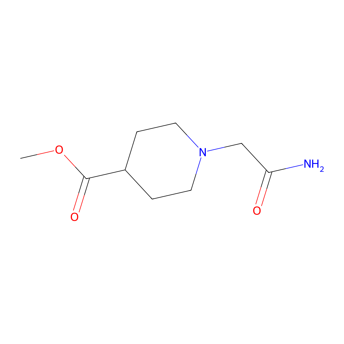 Methyl 1-(2-amino-2-oxoethyl)-4-piperidinecarboxylate molecular structure, CAS 477862-08-1