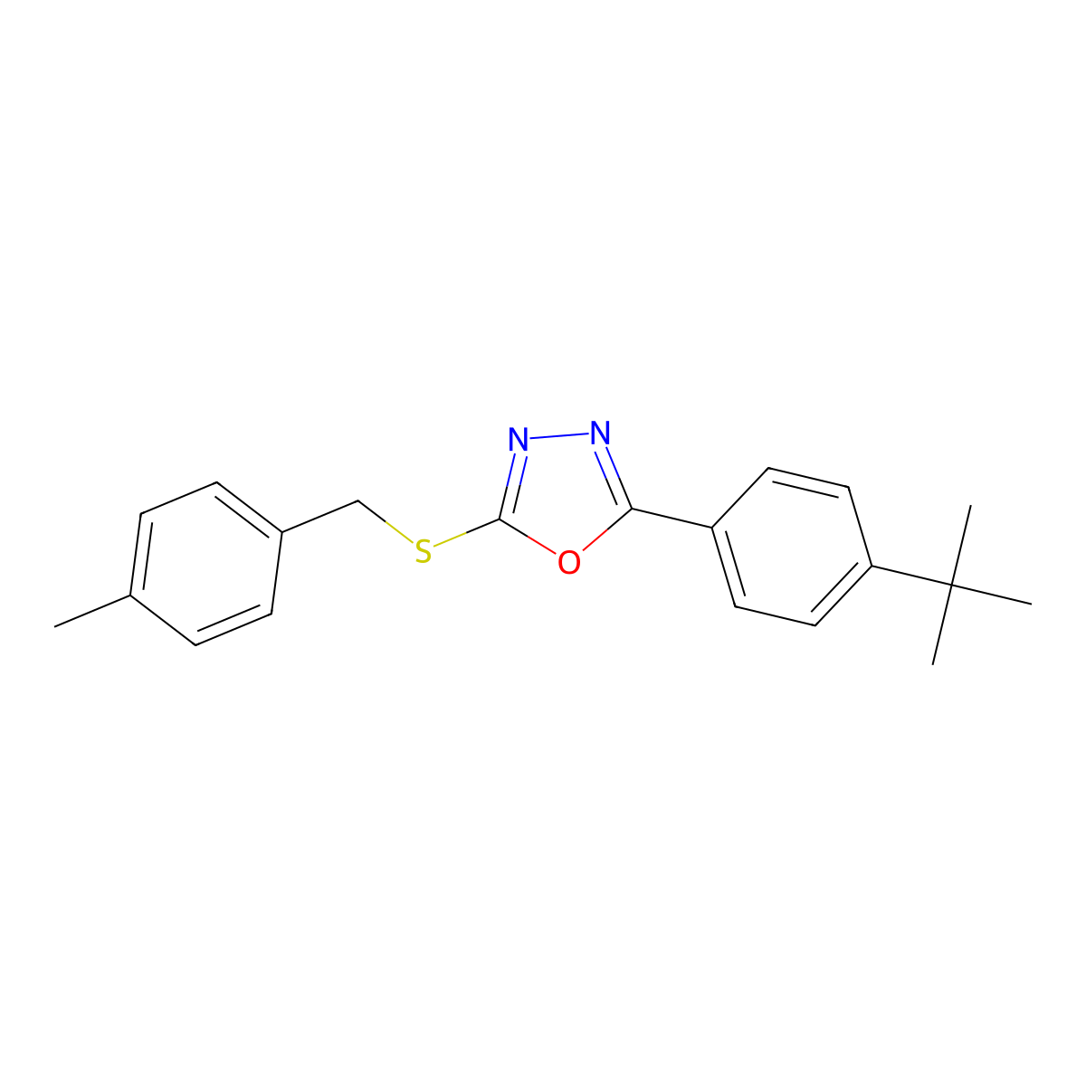 2-[4-(Tert-butyl)phenyl]-5-[(4-methylbenzyl)sulfanyl]-1,3,4-oxadiazole molecular structure, CAS 477862-09-2