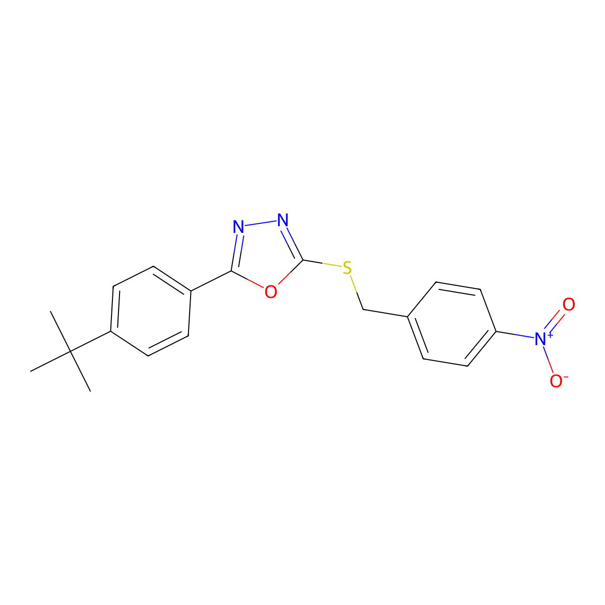 2-[4-(Tert-butyl)phenyl]-5-[(4-nitrobenzyl)sulfanyl]-1,3,4-oxadiazole molecular structure, CAS 477862-10-5
