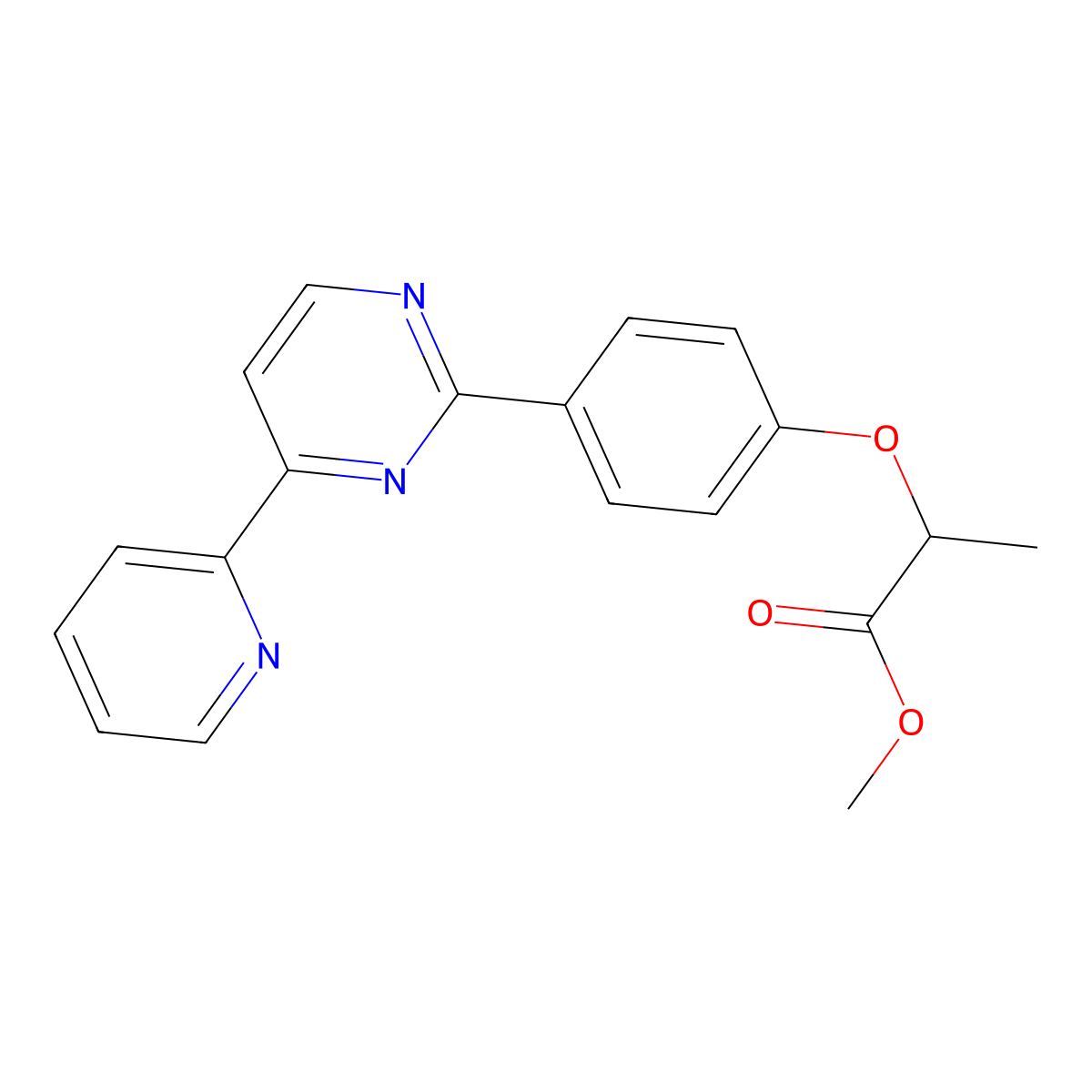 Methyl 2-{4-[4-(2-pyridinyl)-2-pyrimidinyl]phenoxy}propanoate molecular structure, CAS 477862-14-9