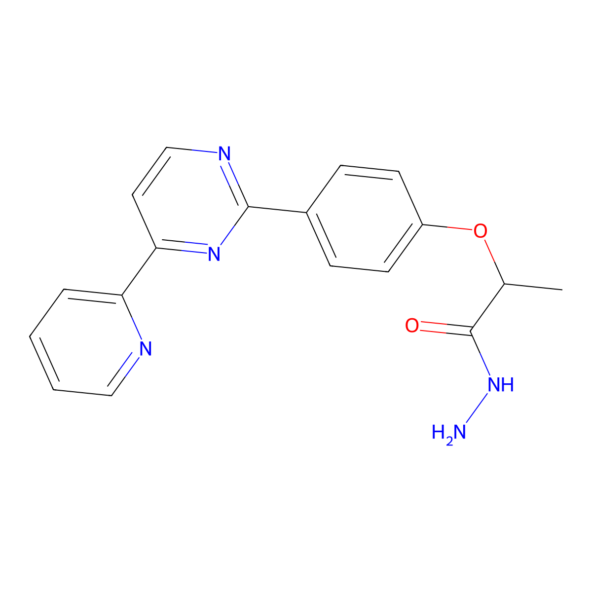 2-{4-[4-(2-Pyridinyl)-2-pyrimidinyl]phenoxy}propanohydrazide molecular structure, CAS 477862-21-8