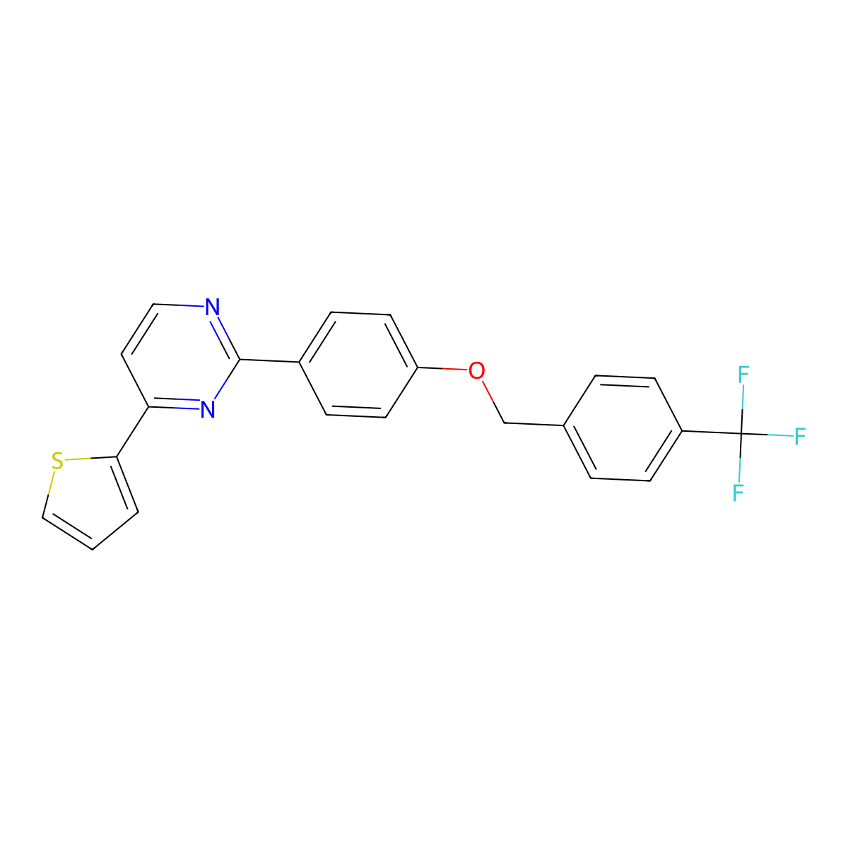 4-(2-Thienyl)-2-(4-{[4-(trifluoromethyl)benzyl]oxy}phenyl)pyrimidine molecular structure, CAS 477862-23-0