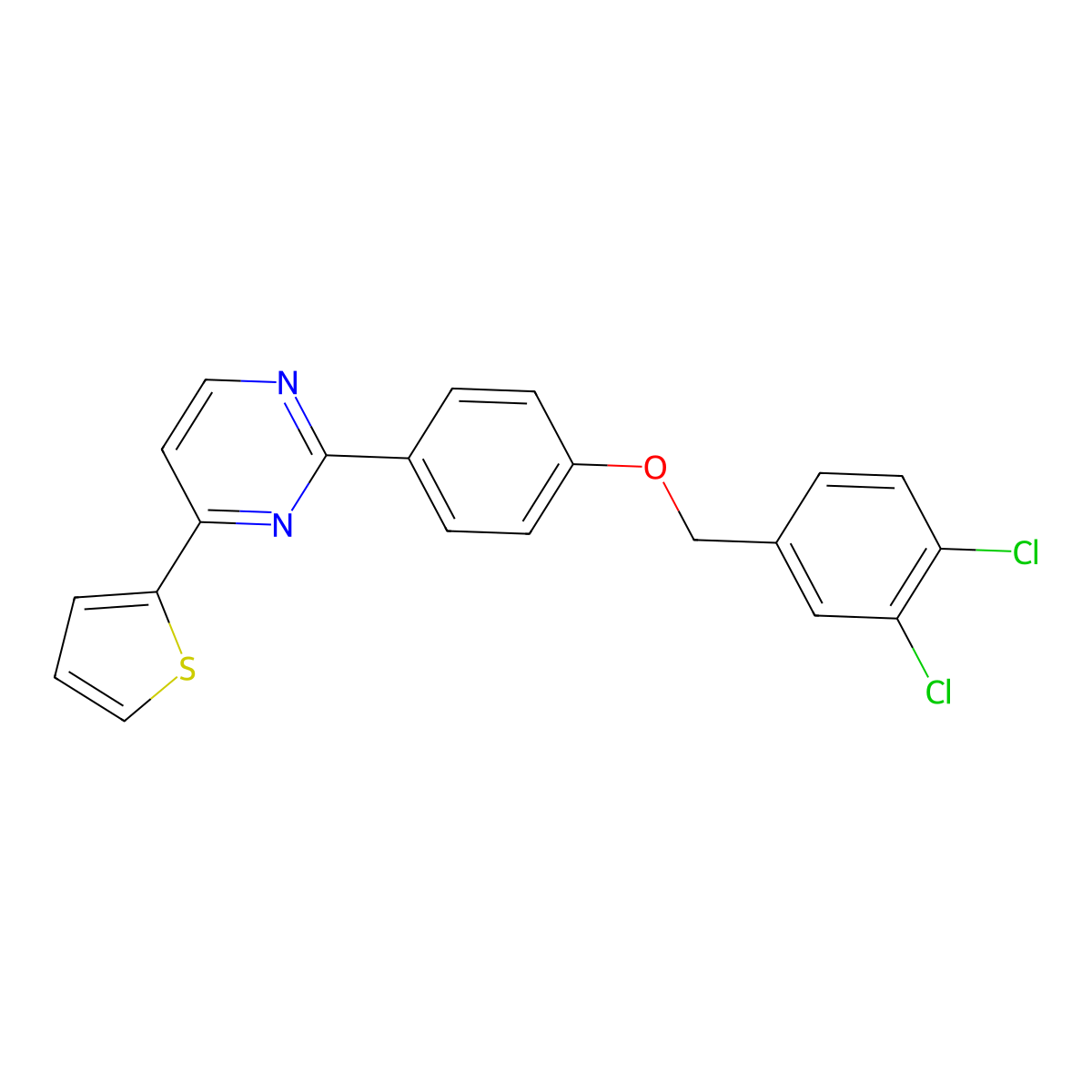 2-{4-[(3,4-Dichlorobenzyl)oxy]phenyl}-4-(2-thienyl)pyrimidine molecular structure, CAS 477862-31-0