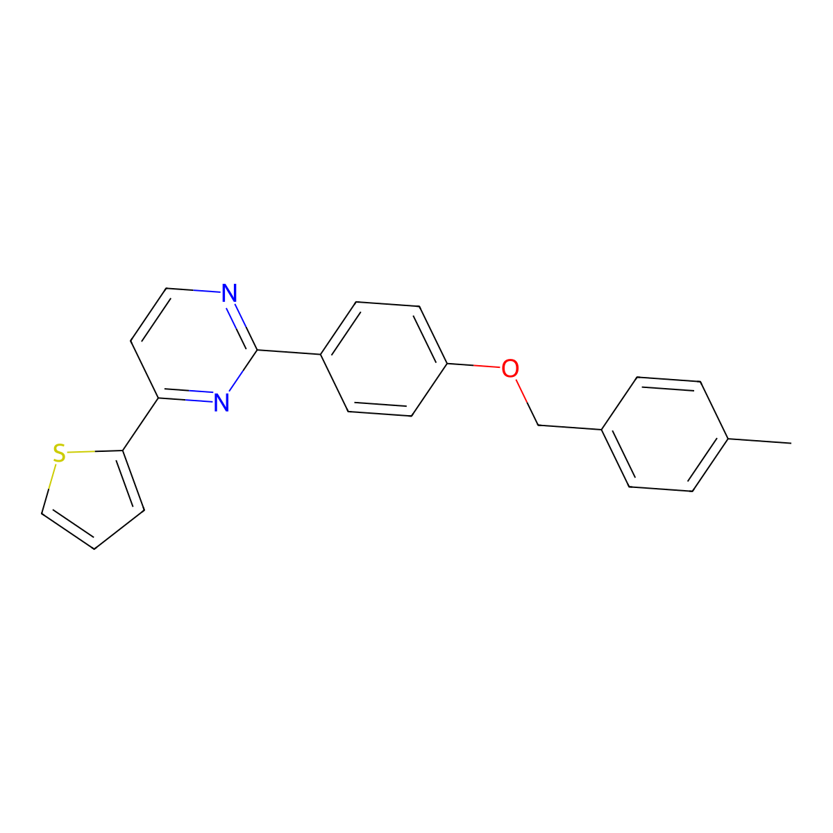 2-{4-[(4-Methylbenzyl)oxy]phenyl}-4-(2-thienyl)pyrimidine molecular structure, CAS 477862-32-1