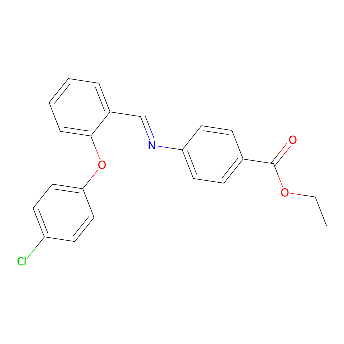 ethyl 4-({(E)-[2-(4-chlorophenoxy)phenyl]methylidene}amino)benzenecarboxylate molecular structure, CAS 477862-33-2