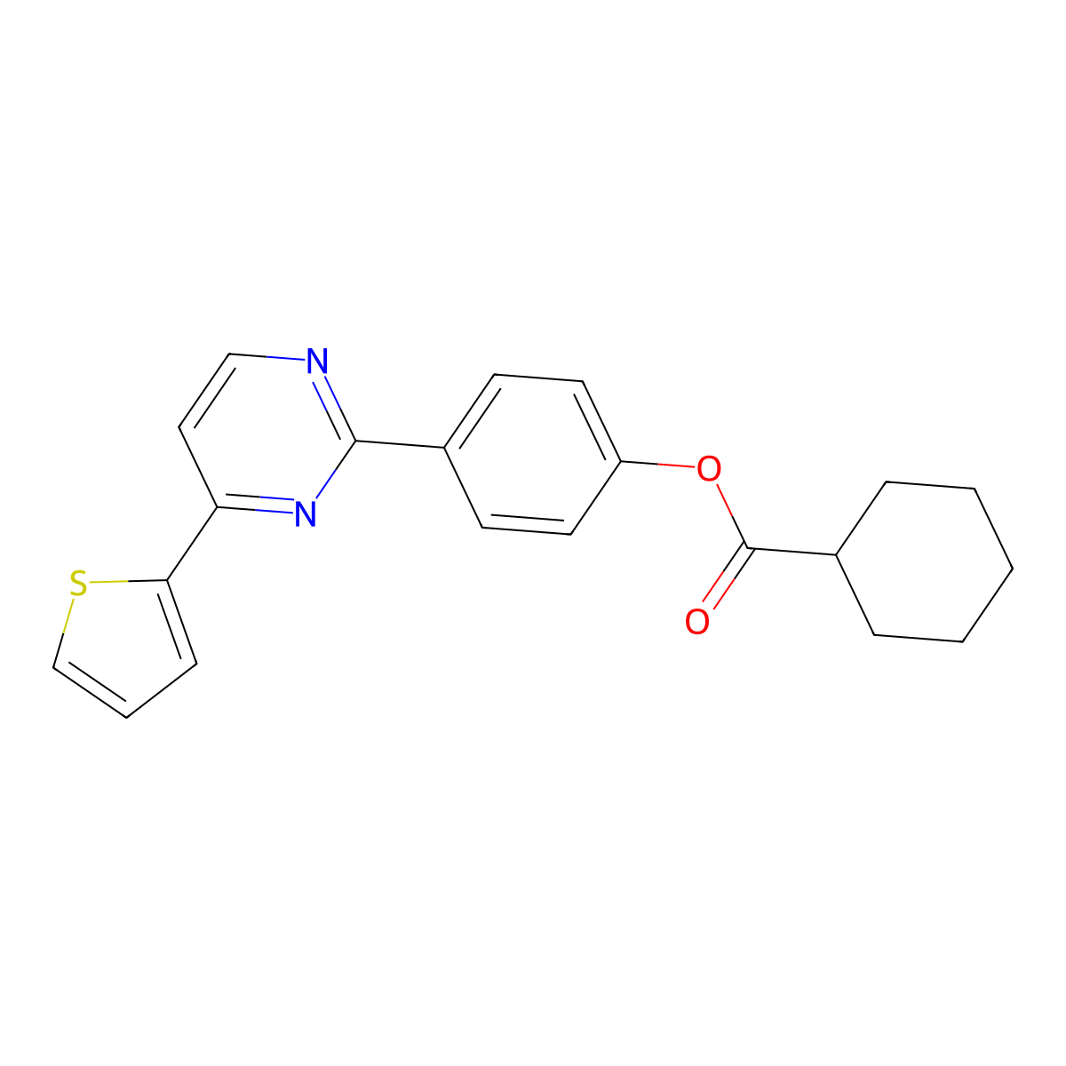 4-[4-(2-Thienyl)-2-pyrimidinyl]phenyl cyclohexanecarboxylate molecular structure, CAS 477862-36-5