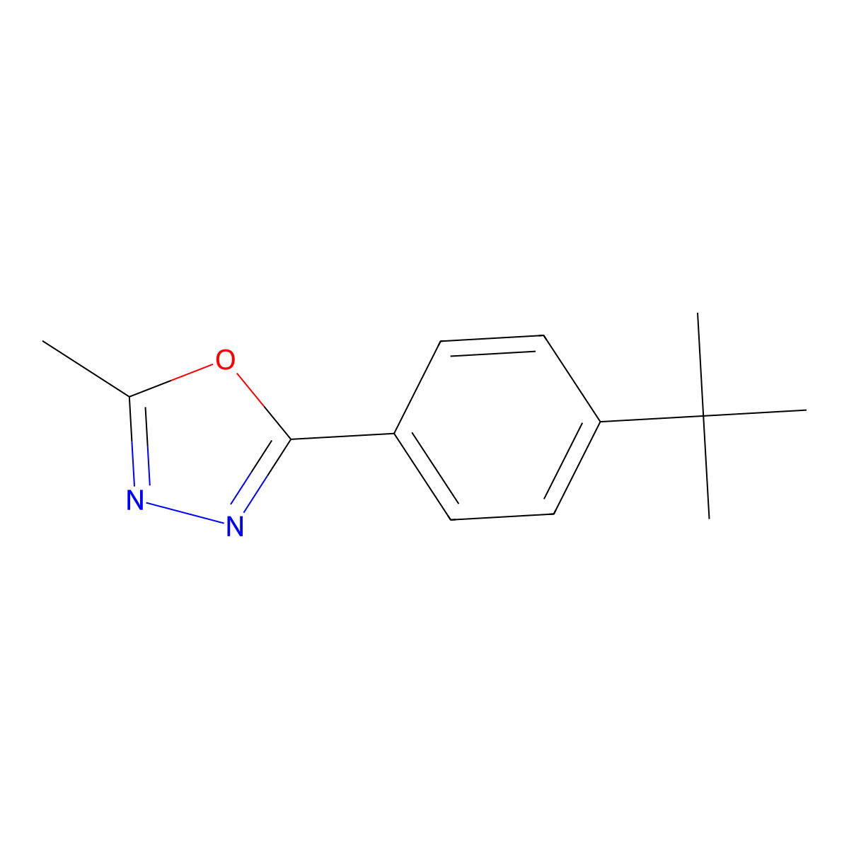2-(4-Tert-butylphenyl)-5-methyl-1,3,4-oxadiazole molecular structure, CAS 477862-37-6