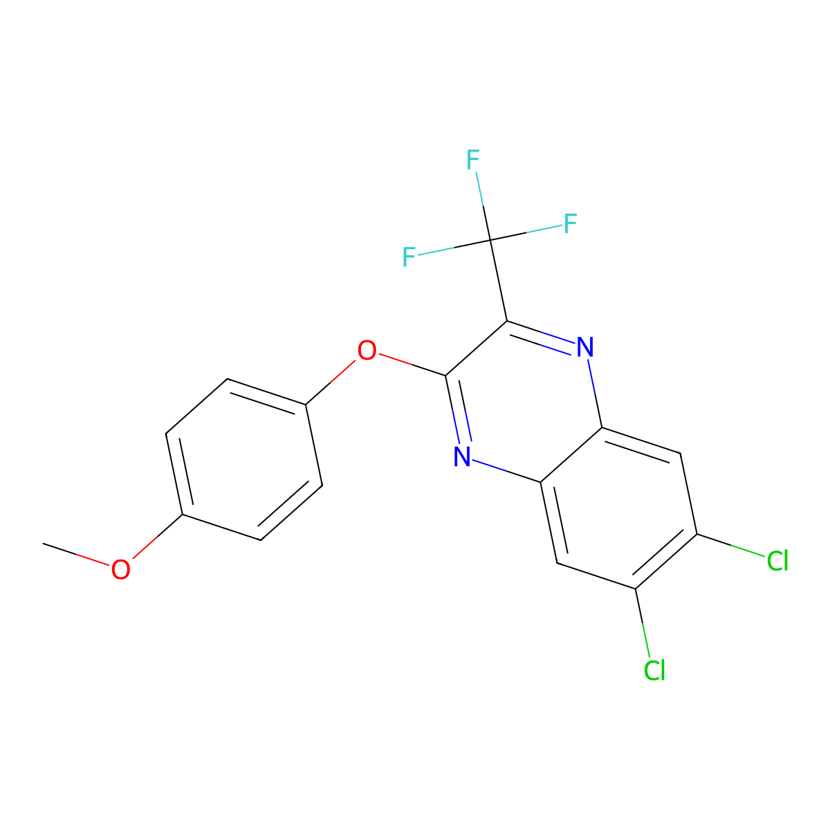 6,7-Dichloro-2-(4-methoxyphenoxy)-3-(trifluoromethyl)quinoxaline molecular structure, CAS 477862-41-2