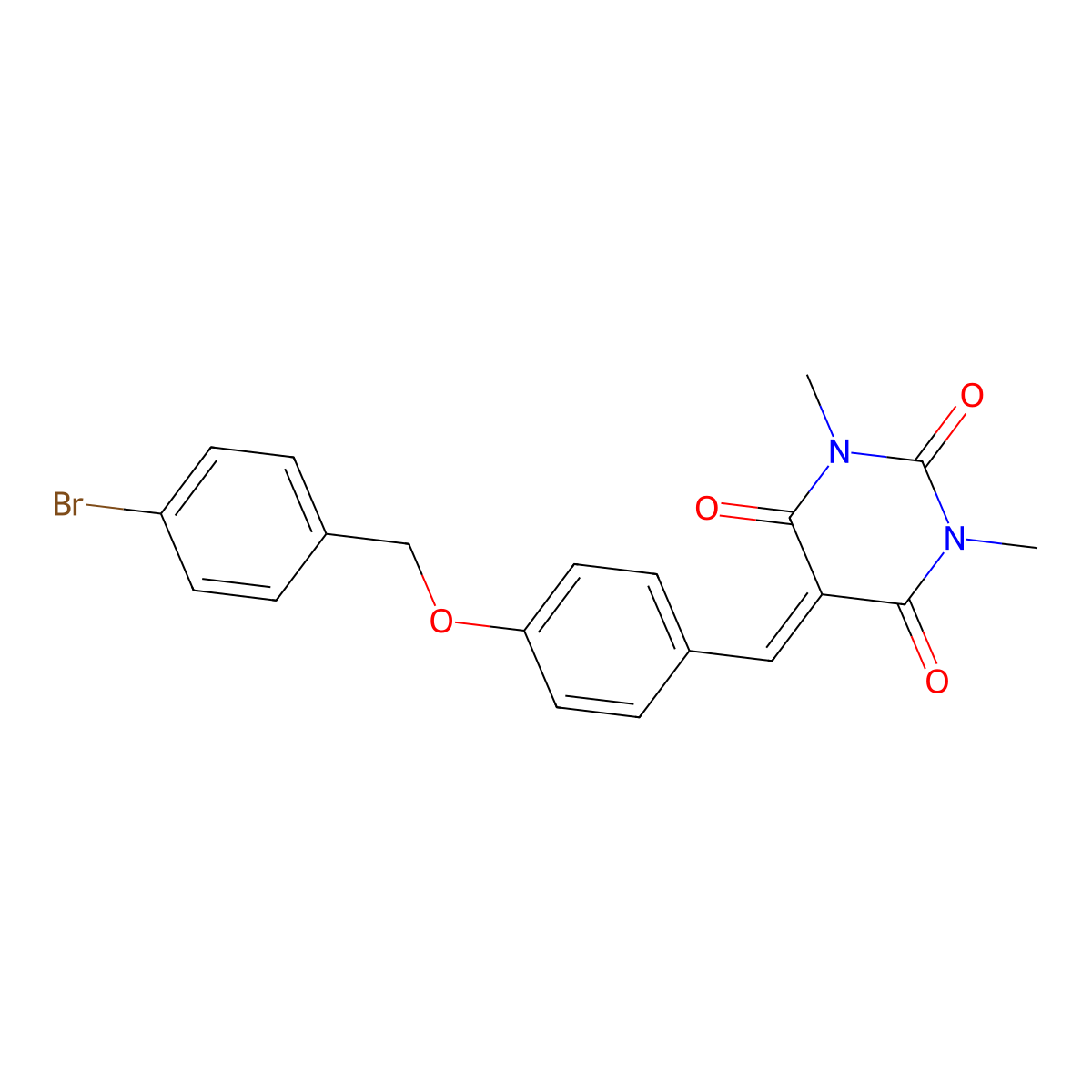 5-[[4-[(4-Bromophenyl)methoxy]phenyl]methylidene]-1,3-dimethyl-1,3-diazinane-2,4,6-trione molecular structure, CAS 477862-55-8