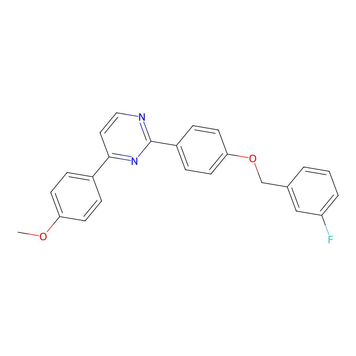 2-{4-[(3-Fluorobenzyl)oxy]phenyl}-4-(4-methoxyphenyl)pyrimidine molecular structure, CAS 477862-65-0
