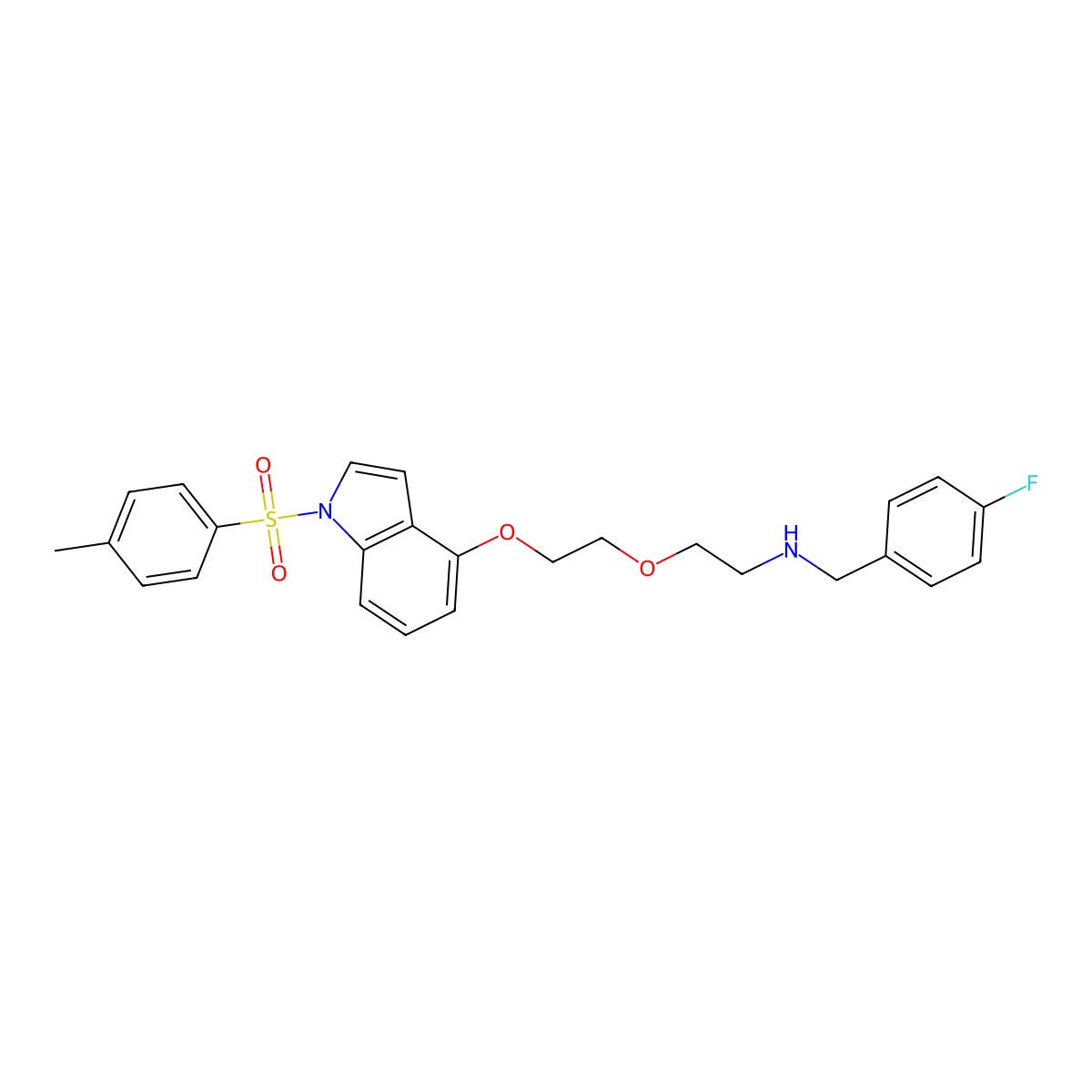 N-(4-fluorobenzyl)-2-[2-({1-[(4-methylphenyl)sulfonyl]-1H-indol-4-yl}oxy)ethoxy]-1-ethanamine molecular structure, CAS 477862-67-2