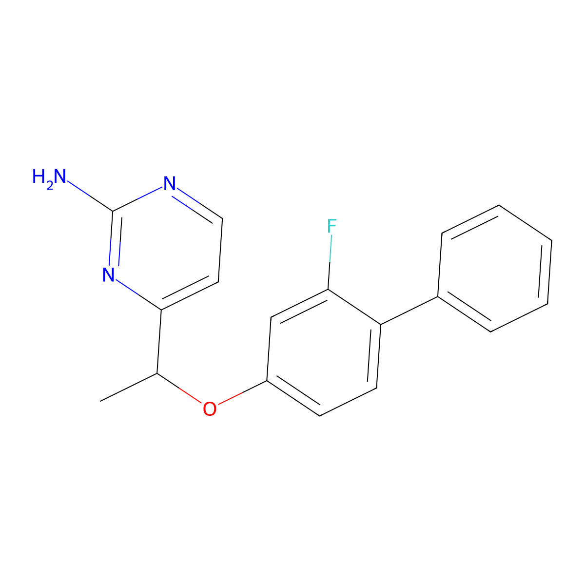 4-{1-[(2-Fluoro[1,1'-biphenyl]-4-yl)oxy]ethyl}-2-pyrimidinamine molecular structure, CAS 477862-72-9