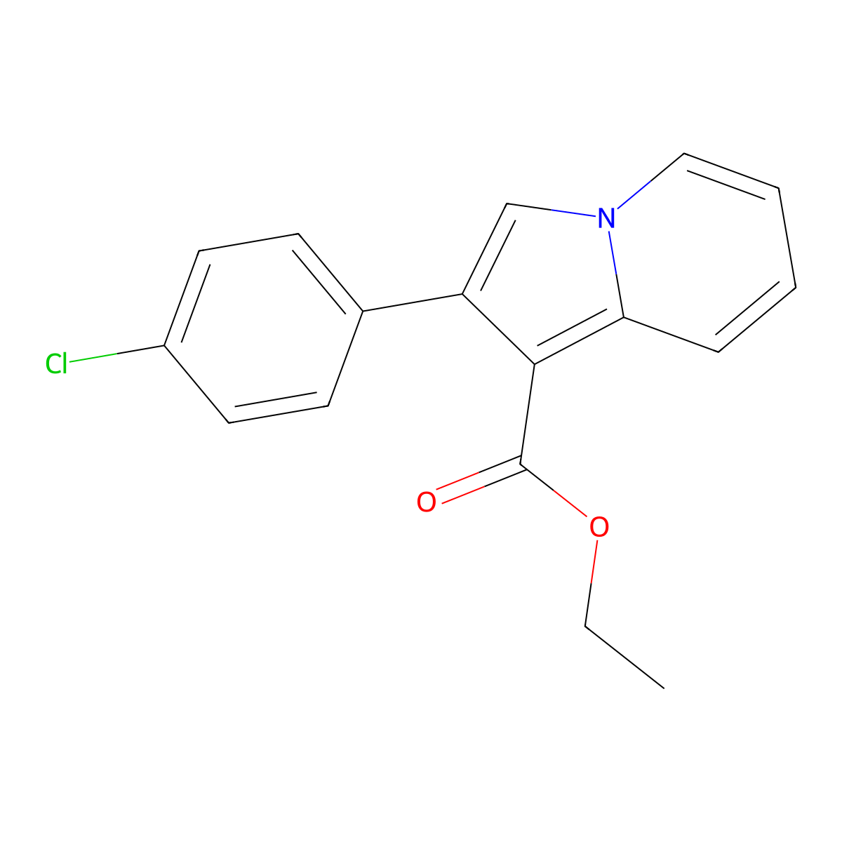 Ethyl 2-(4-chlorophenyl)indolizine-1-carboxylate molecular structure, CAS 477862-74-1