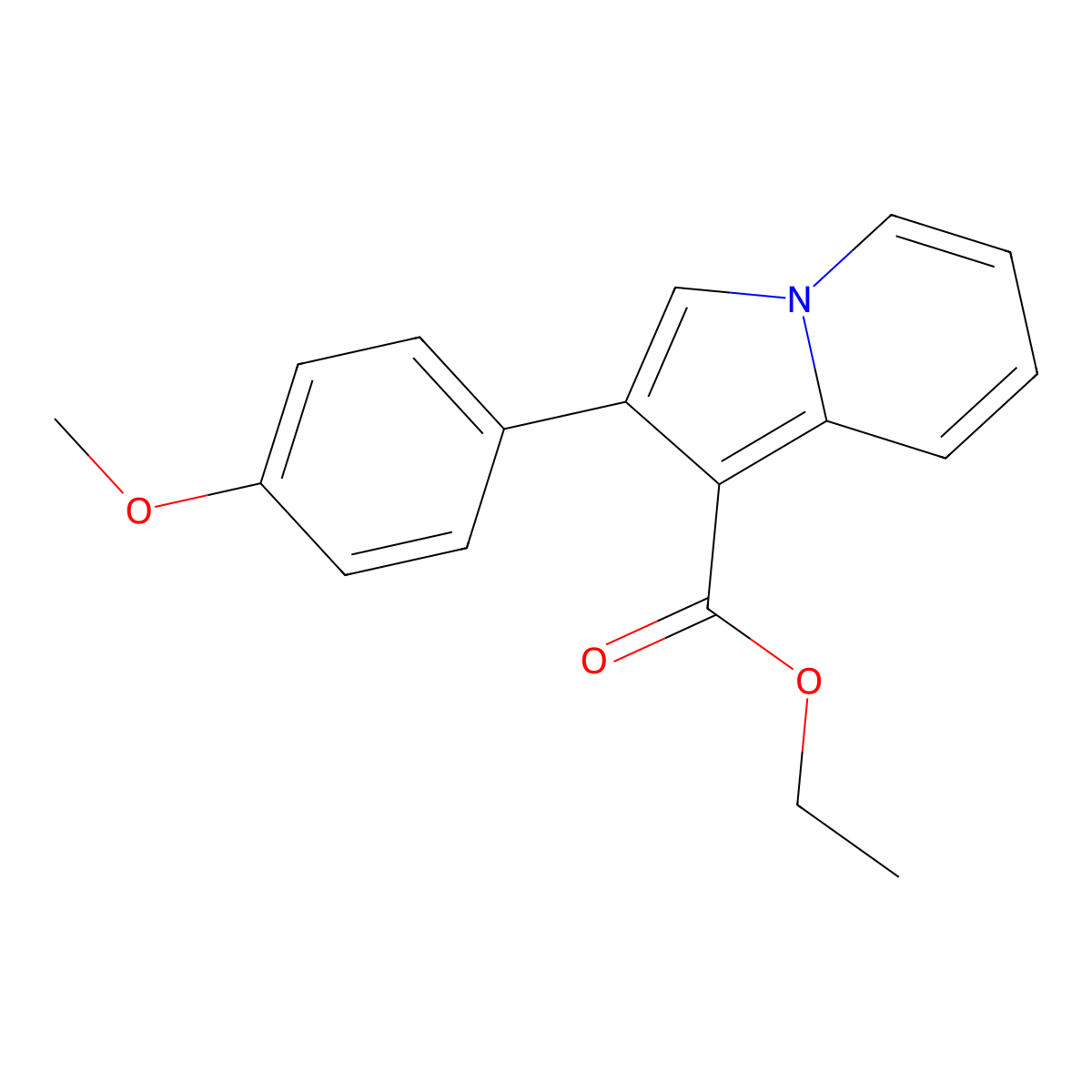 Ethyl 2-(4-methoxyphenyl)indolizine-1-carboxylate molecular structure, CAS 477862-79-6