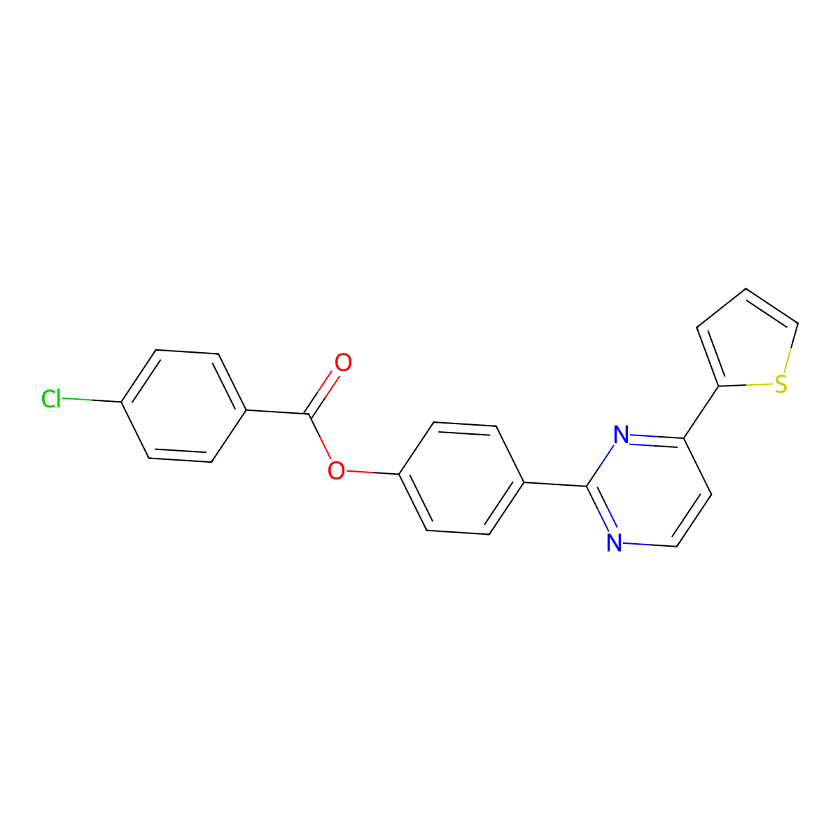 4-[4-(2-Thienyl)-2-pyrimidinyl]phenyl 4-chlorobenzenecarboxylate molecular structure, CAS 477862-92-3