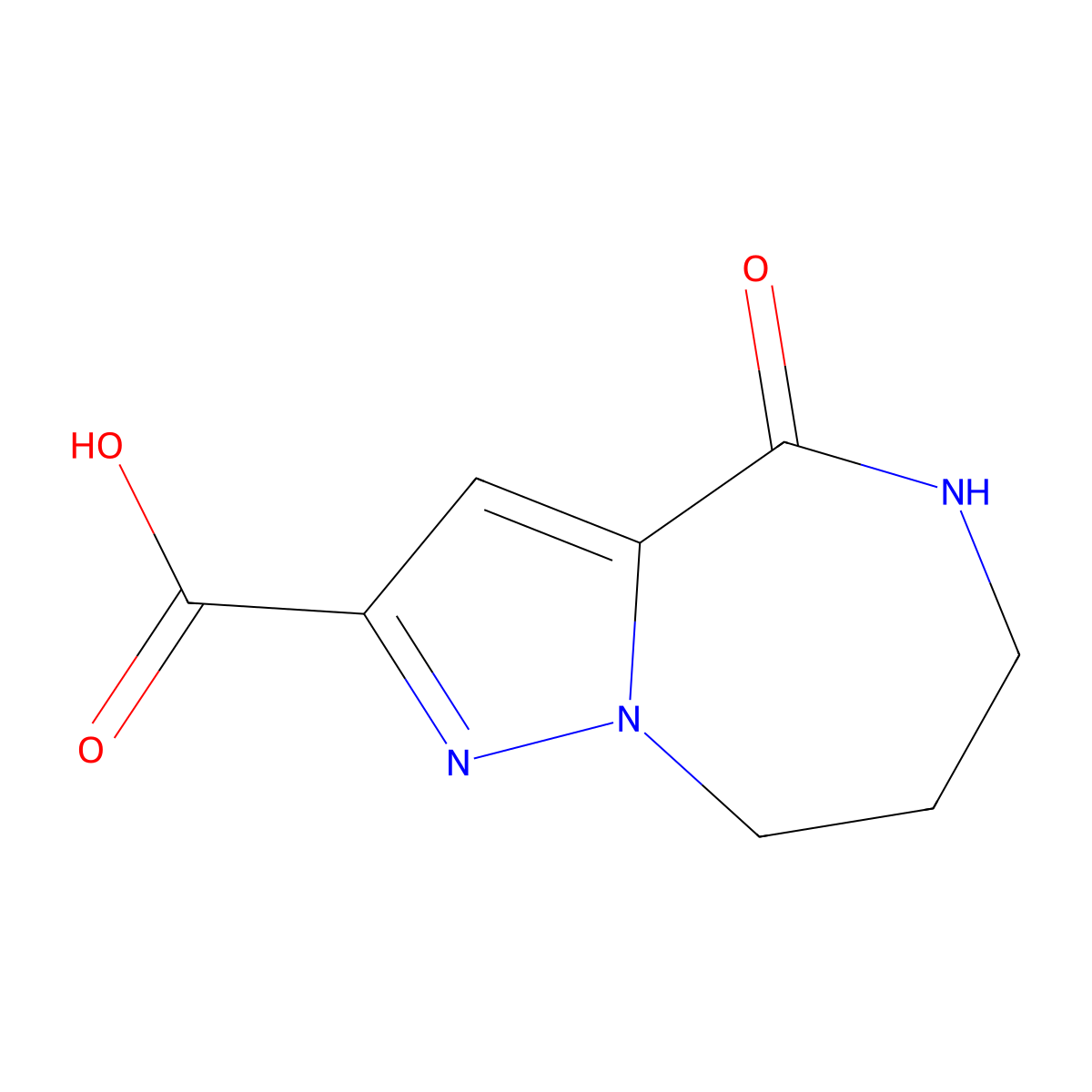 4-oxo-4H,5H,6H,7H,8H-pyrazolo(1,5-a)(1,4)diazepine-2-carboxylic acid molecular structure, CAS 477863-08-4