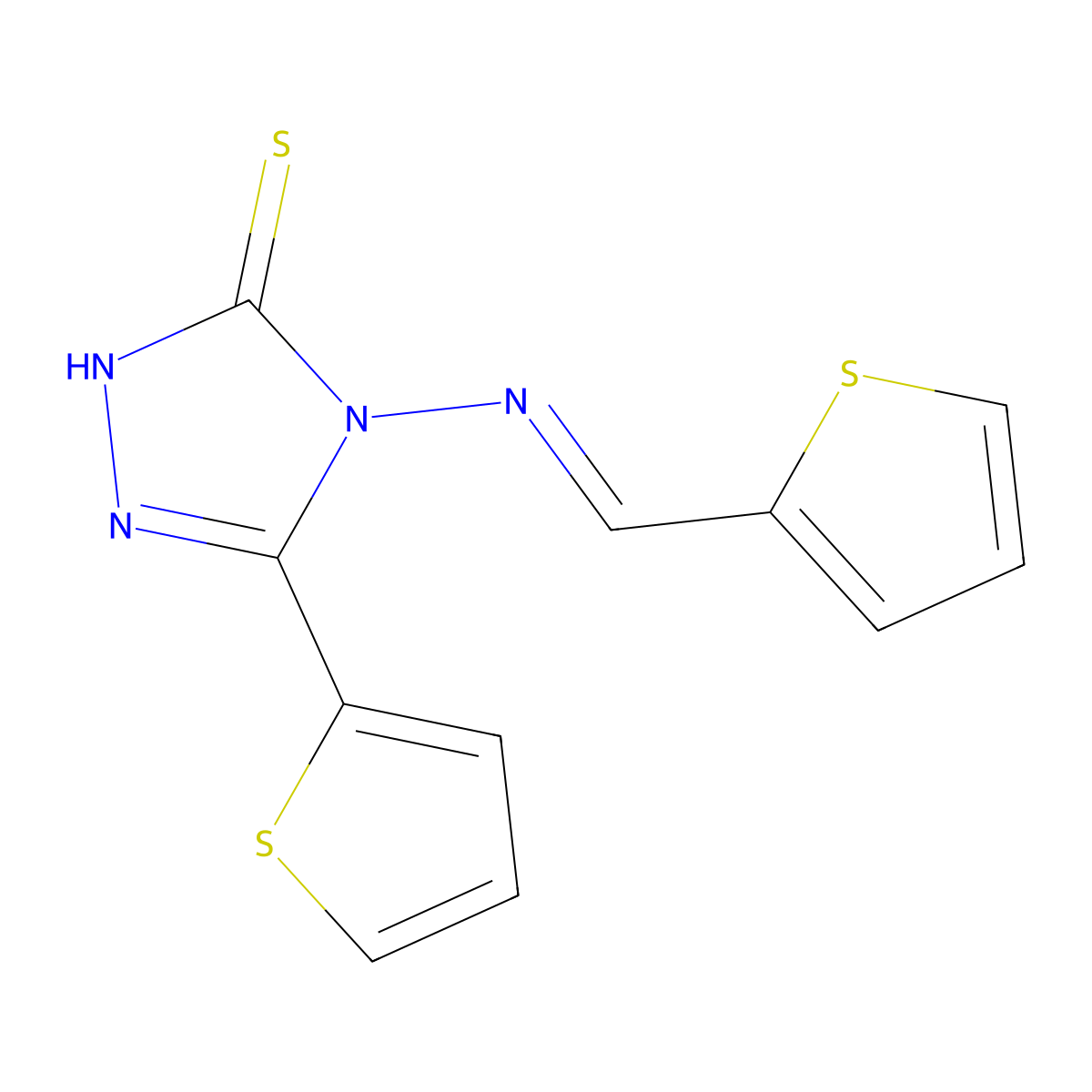5-(2-thienyl)-4-{[(E)-2-thienylmethylidene]amino}-4H-1,2,4-triazole-3-thiol molecular structure, CAS 477863-25-5