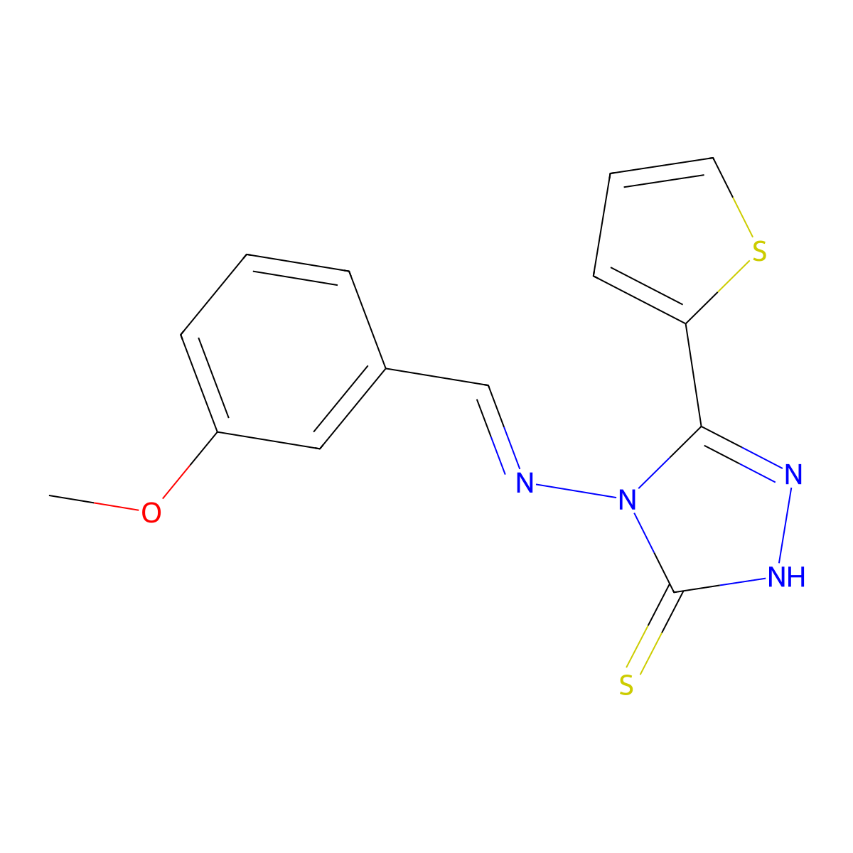 4-{[(E)-(3-methoxyphenyl)methylidene]amino}-5-(2-thienyl)-4H-1,2,4-triazole-3-thiol molecular structure, CAS 477863-28-8