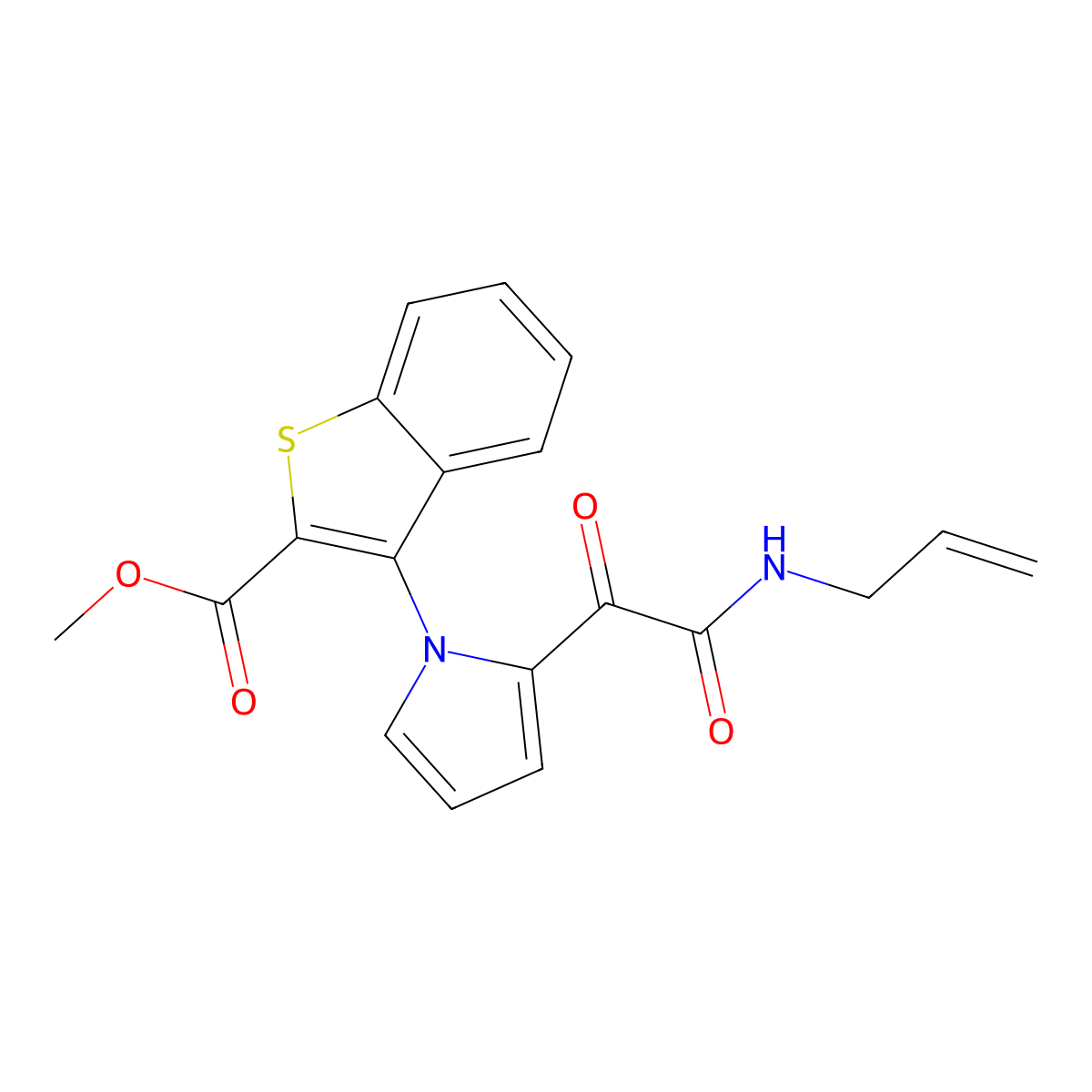 methyl 3-{2-[2-(allylamino)-2-oxoacetyl]-1H-pyrrol-1-yl}-1-benzothiophene-2-carboxylate molecular structure, CAS 477863-31-3
